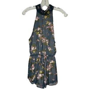 Audrey 3+1 Garden Floral Choker Shorts Romper‎ nwt